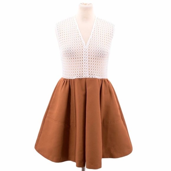 sandro dress brown SANDRO FERRONE - CROSSOVER V NECK DRESS